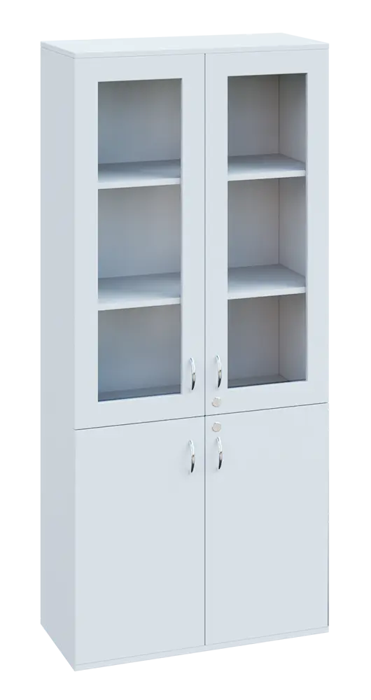 SPO 32 skříň 4-dveřová, 2x sklo lamino - bílá